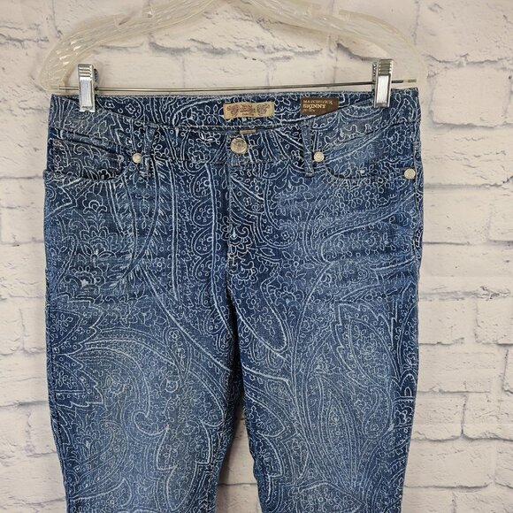 Nine West Vintage America Size 30/10R Blue Paisley Matchstick Skinny Ankle Jeans - Picture 3 of 10